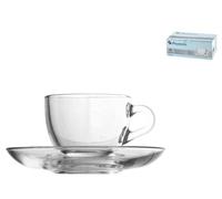 Confezione 6 Tazzine Caffe' Con Piatto V-Block In Vetro Marca Pasabahce Modello