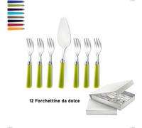 Confezione a libro 13 pezzi, forchettine più paletta dolce candy eme, Acciaio 18/10 AISI 304 Lucido manicatura acrilico multicolor