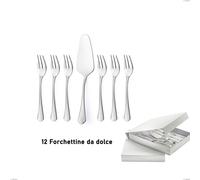 Confezione a libro 13 pezzi, forchettine più paletta dolce Domus Silver, Acciaio 18/10, spessore 3 mm cromo