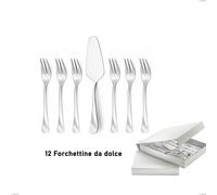 Confezione a libro 13 pezzi, forchettine più paletta dolce Milano Inciso , 18/10 (AISI304) acciaio inox Lucido , spessore 2,5 mm cromo