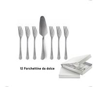Confezione a libro 13 pezzi, forchettine più paletta dolce milano retro, Acciaio inox (Aisi 304) vintage cromo