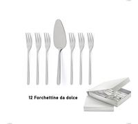 Confezione a libro 13 pezzi, forchettine più paletta dolce venice sabbiato, Acciaio inox Aisi 304 Posate sabbiate, spessore 4 mm cromo