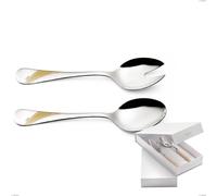 Confezione a libro 2 pezzi insalata Milano Inciso Oro , 18/10 (AISI304) finitura inox lucido e oro, spessore 2,5 mm cromo