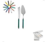 Confezione a libro 2 pezzi,paletta più coltello dolce da servizio Arcadia, Acciaio 18/10 AISI 304 Lucido manicatura acrilico doppia ghiera multicolor