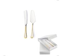 Confezione a libro 2 pezzi,paletta più coltello dolce da servizio Firenze oro, acciaio 18-10, oro 24 carati , spessore 2.5 mm cromo