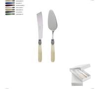 Confezione a libro 2 pezzi,paletta più coltello dolce da servizio georgian, Acciaio 18/10 AISI 304 Lucido manicatura acrilico perlato multicolor