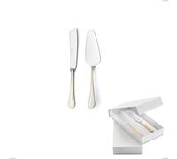 Confezione a libro 2 pezzi,paletta più coltello dolce da servizio Impero oro, acciaio 18-10, oro 24 carati lucido, spessore 2.5 mm cromo