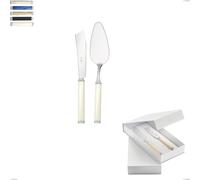 Confezione a libro 2 pezzi,paletta più coltello dolce da servizio kilim, Acciaio 18/10 AISI 304 Lucido manicatura acrilico perlato multicolor