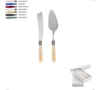 Confezione a libro 2 pezzi,paletta più coltello dolce da servizio mona lisa, Acciaio 18/10 AISI 304 Lucido manicatura acrilico perlato multicolor