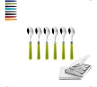 Confezione a libro 6 pezzi cucchiaini caffè candy eme, Acciaio 18/10 AISI 304 Lucido manicatura acrilico multicolor