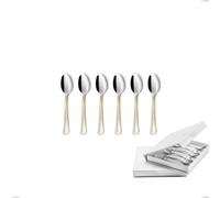 Confezione a libro 6 pezzi cucchiaino moka Domus Oro, acciaio 18-10, oro 24 carati lucido, spessore 3 mm cromo