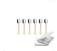 Confezione a libro 6 pezzi cucchiaino moka Firenze oro, acciaio 18-10, oro 24 carati , spessore 2.5 mm cromo