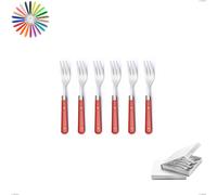 Confezione a libro 6 pezzi forchette dolce country, acciaio 18/10 aisi 304 manici in abs multicolor