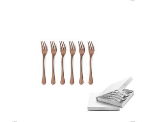 Confezione a libro 6 pezzi forchette dolce Domus Chocolate, Acciaio 18/10, spessore 3 mm cromo