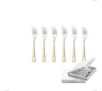 Confezione a libro 6 pezzi forchette dolce Firenze oro, acciaio 18-10, oro 24 carati , spessore 2.5 mm cromo