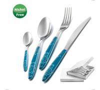 Confezione a libro 6 pezzi forchette dolce Vero Trinacria Verde 31, inox 18/0 cromo