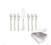 Confezione a libro 7 pezzi, forchettine più paletta dolce Domus Oro, acciaio 18-10, oro 24 carati lucido, spessore 3 mm cromo
