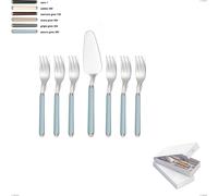 Confezione a libro 7 pezzi, forchettine più paletta dolce linea gres, acciaio 18/10 aisi 304 manici in acrilico multicolor