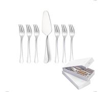 Confezione a libro 7 pezzi, forchettine più paletta dolce Milano inox 18/10 , Acciaio inox 18/10 (AISI304) lucido a specchio, spessore 2,5 mm cromo