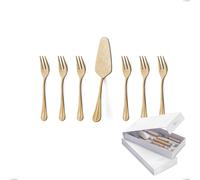 Confezione a libro 7 pezzi, forchettine più paletta dolce Royal Retrò PVD Gold, Acciaio 18/10 antico, spessore 2.5 mm, pvd oro cromo