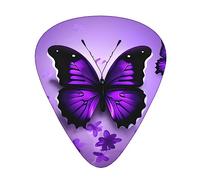 Confezione assortita di plettri per chitarra, bordi lisci, motivi durevoli e trasparenti, 3 opzioni di spessore, graziose farfalle viola