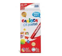 Confezione Carioca da 12 pastelli a olio - colori vivaci - lavabili - resistenti alla luce - coprenti - facili da mescolare - corpo maxi Ø 10mm - utilizzabili su carta, cartone, tessuto e legno -