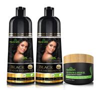 Confezione combinata: 2 shampoo per tinture per capelli Herbishh per capelli grigi + 1 maschera per capelli intensa all'argan - shampoo per tintu
