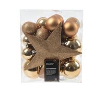 CONFEZIONE CON 33 ADDOBBI E PUNTALE PER ALBERO, MARRONE CHIARO, NATALE, DECORAZIONI NATALIZIE