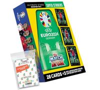 Confezione con Match Attax UEFA Euro 2024 Germany - 1 mini scatola di stagno Super Strikers + custodie da collezione esclusive