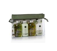 Confezione Cura Viaggio La Chinata - Set compatto con prodotti naturali per pelle e capelli - Ideale da viaggio - Shampoo, gel, crema e balsamo con olio extravergine di oliva biologico