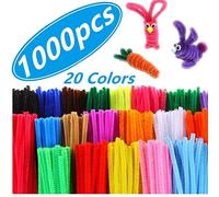 Confezione da 1.000 pulitubi in 20 colori assortiti, steli in ciniglia multicolore, per progetti fai da te e progetti artigianali e decorazioni, 6 mm x 30,5 cm