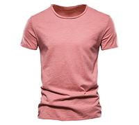 Confezione da 1/2/3 maglietta da uomo, con scollo a V, basic con scollo a V, per il tempo libero, estivo, casual, traspirante, alla moda, per uomo, con scollo a V, sport traspiranti, C-rosso, L