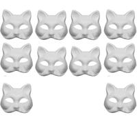 Confezione da 1/3/6/10 maschere per gatti, fai da te, maschera Therian, maschere da decorare, maschere di carta bianca, maschere bianche verniciabili per cosplay, Halloween, carnevale, feste in