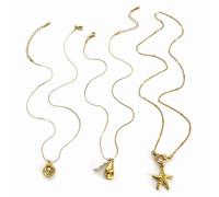 Confezione da 1/3 eleganti collane ispirate alla marina, con ciondolo a forma di stella marina con perle finte per donne, accessorio per vacanze al mare, 1.0*1.0*1.0