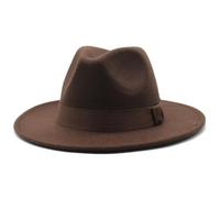 Confezione da 1 cappello Fedora caffè, classico trilby a tesa larga da uomo