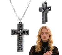Confezione da 1 collana con ciondolo a croce giapponese antica con scomparto segreto, ciondolo in metallo 3D antico per uomo e donna, collana con medaglione nascosto, bigiotteria gotica fatta a mano