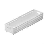 Confezione da 1 contenitore estensibile per armadio con coperchio per calze e biancheria intima, organizer per cassetti in plastica per armadio e armadio da cucina, bianco crema, 8 x 10 x 28 cm