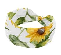 Confezione da 1 fascia elastica da donna con girasole giallo 231, in morbido tessuto antiscivolo, alla moda, morbida, ampia ed elegante per tutte le occasioni