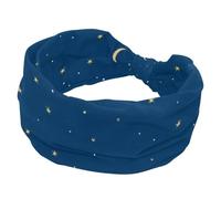 Confezione da 1 fascia elastica per capelli da donna con stelle e luna, in morbido tessuto antiscivolo, alla moda, morbida, ampia ed elegante per tutte le occasioni