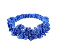 Confezione da 1 fascia elastica per capelli in raso, da donna, larga, accessorio per acconciature per donne e ragazze, fasce plissettate per yoga, trucco, lavaggio del viso, blu reale