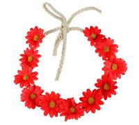 Confezione da 1 fascia per capelli con fiori, corona di girasole, corona di margherite per donne e ragazze, accessori hippie (rosso, M)