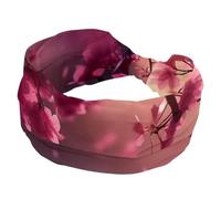 Confezione da 1 fascia per capelli da donna rosa Art Cherry Blossom-444 in morbido tessuto elastico antiscivolo, alla moda, morbido, largo ed elegante per tutte le occasioni