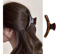 Confezione da 1 fermaglio per capelli per donne e ragazze, grande clip per capelli con stampa leopardata, in acrilico, francese, antiscivolo, color ambra, accessori per capelli eleganti per capelli