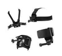 Confezione da 1 set completo di accessori per il montaggio di action camera, con fascia per il petto e per varie attività sportive all'aria aperta