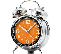 Confezione da 1 sveglia meccanica per dormire, silenziosa, senza ticchettio, analogica, 24 ore, custodia con luce notturna, per camera da letto, scrivania, dormitorio (D)