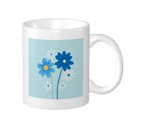 Confezione da 1 tazza con stampa floreale blu con motivo floreale dipinto in stile cartone animato bello carino bambini in ceramica blu collezione leggera soggiorno laboratorio esterno ufficio fondo