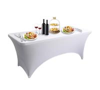 Confezione da 1 tovaglia Rettangolare Elasticizzata in Spandex, Resistente, Lavabile e Antipiega, Ideale per Banchetti, tavoli Pieghevoli, Eventi e Matrimoni, Colore Beige.