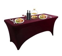 Confezione da 1 tovaglia Rettangolare Elasticizzata in Spandex, Resistente, Lavabile e Antipiega, Ideale per Banchetti, tavoli Pieghevoli, Eventi e Matrimoni, Colore Beige.