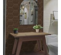 Confezione da 10 adesivi da parete esagonali in schiuma con venature del legno, impermeabili e resistenti all'olio, per pareti di cucina e bagno (C)