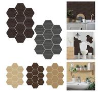 Confezione da 10 adesivi da parete esagonali in schiuma con venature del legno, impermeabili e resistenti all'olio, per pareti di cucina e bagno (E)